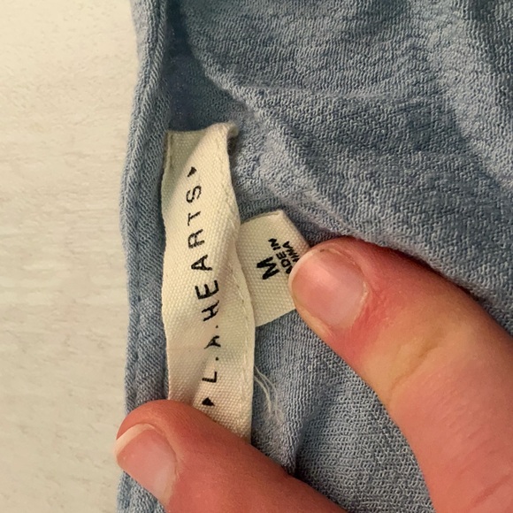 La Hearts Light Blue V-Neck Ruffle Blouse - Picture 3 of 3